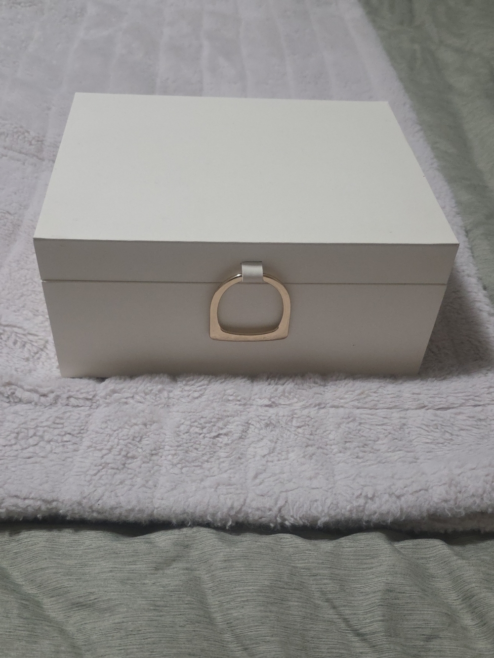 White Jewelry Box with Gold Accent Handle